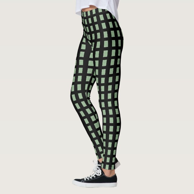 Leggings Green Black Square (Gauche)