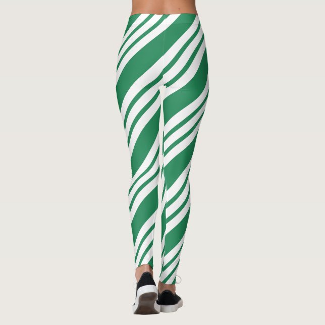 Leggings Green Christmas fêtes Sucre de canne de vacances L (Dos)