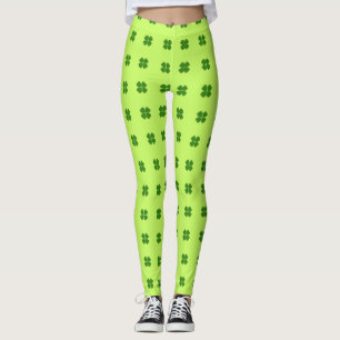 Leggings Green Lucky Clover Motif St Patrick's Day