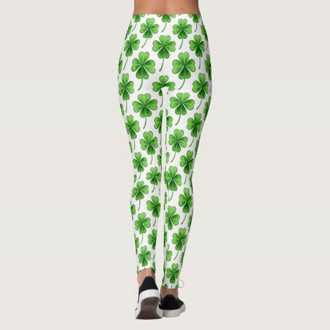 Leggings Green Lucky Clover Motif St Patrick's Day (Dos)