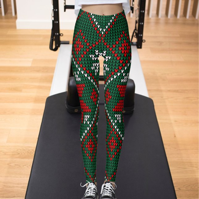 Leggings Green Red Pattern Ultra Soft Womens Christmas Gift (Créateur téléchargé)