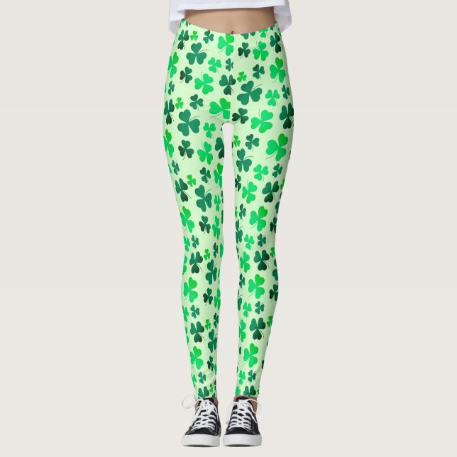 Leggings Green Shamrock Leaf Irlande Irish St Patrick's Day (Devant)