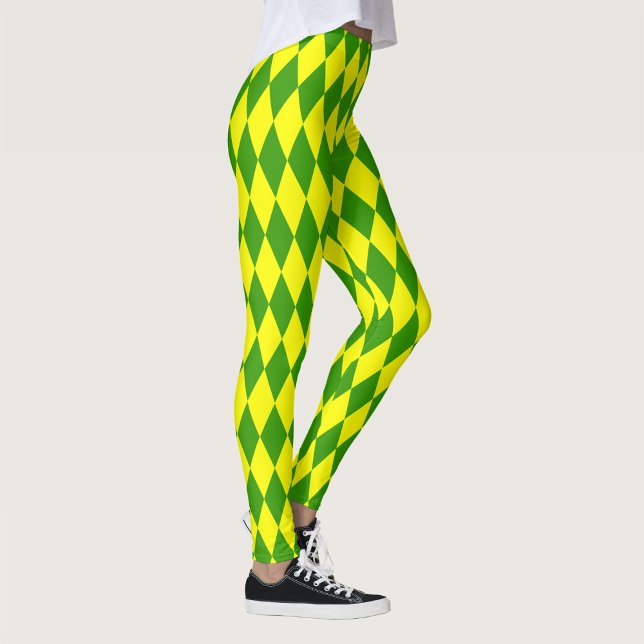 Leggings Green Yellow Harlequin Checkered Design  (Créateur téléchargé)