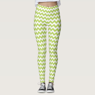 Leggings Green Zigzag, Green Chevron, Motif géométrique