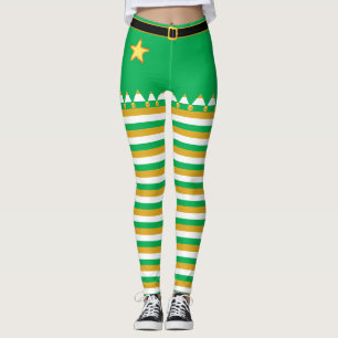 Leggings Grelots de Noël sur fond vert doré blanc