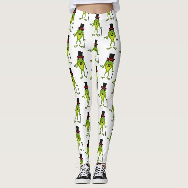 Leggings Grenouille drôle avec chapeau haut de forme dessin (Devant)