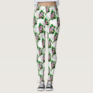Leggings Grenouille Rose Sur La Feuille Verte Motif Design