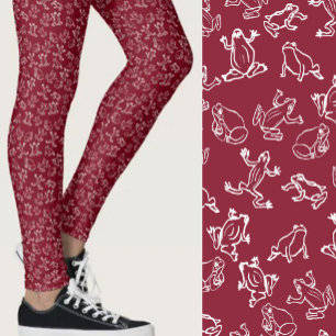 Leggings Grenouilles mignonnes motif rouge et blanc