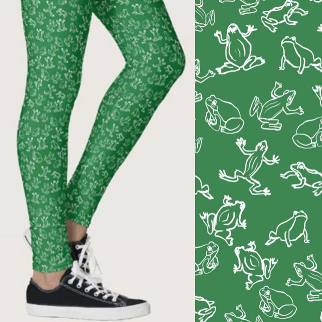 Leggings Grenouilles mignonnes motif vert et blanc (Créateur téléchargé)