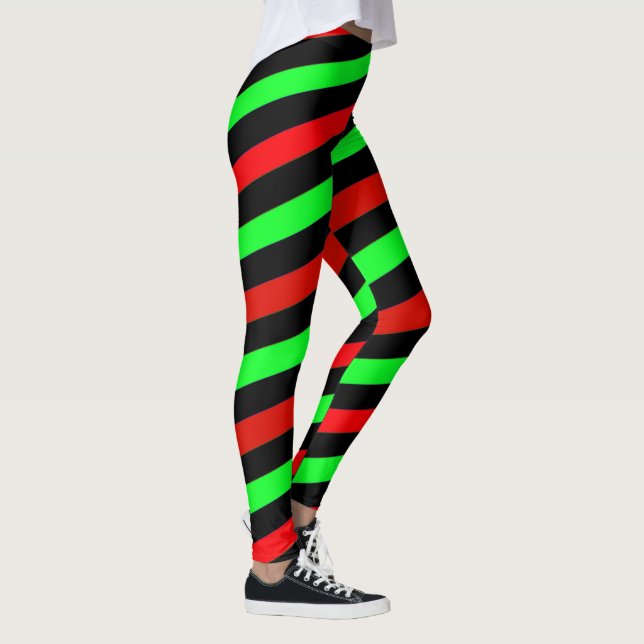Leggings Grèves noires et rouges du vert citron (Droite)