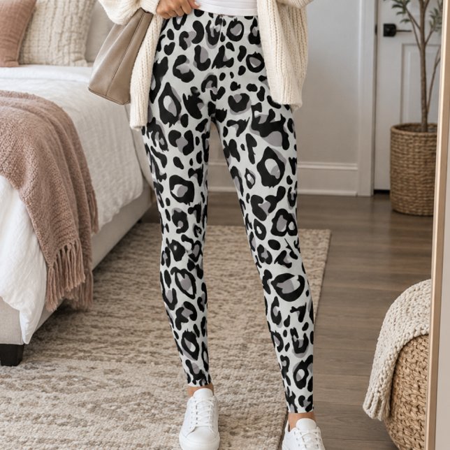 Leggings Grey Black Leopard Spots (Créateur téléchargé)