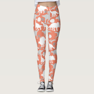 Leggings Grey Dino Motif Orange BG
