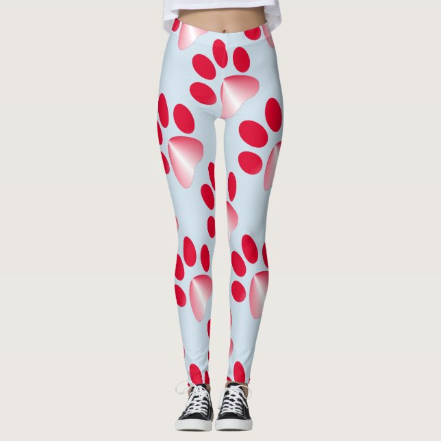 Leggings Griffe d'animal à dégradé rouge et blanc (Devant)