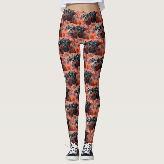 Leggings Griffon à poil dur pour la Saint-Valentin (Devant)