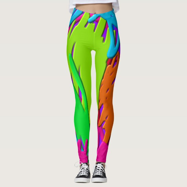 Leggings Griffonnages au néon (Devant)