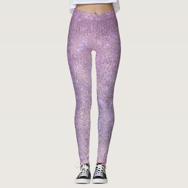 Leggings Grill Lilac Rose Violet Séquin Sparkine Diamond (Devant)