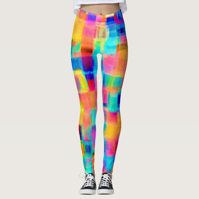 Leggings Grille couleur Abstraite (Devant)