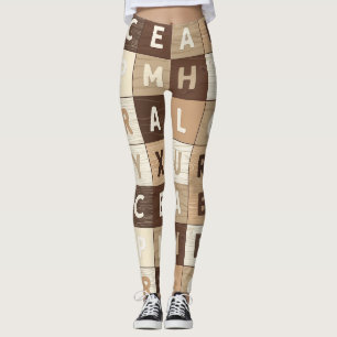 Leggings Grille de lettres en bois