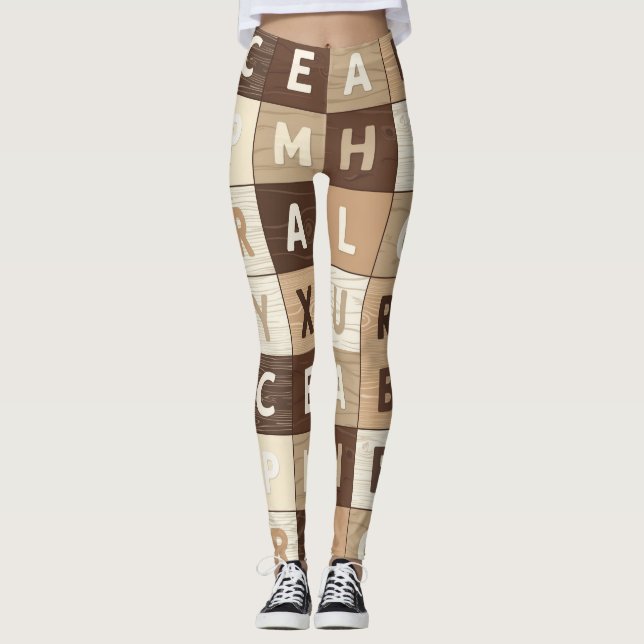 Leggings Grille de lettres en bois (Devant)