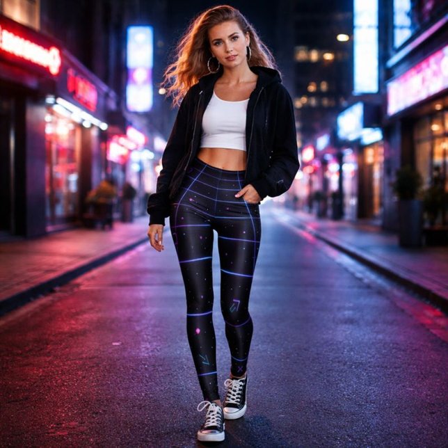 Leggings Grille de néon Arcade Rétro 80  (Créateur téléchargé)