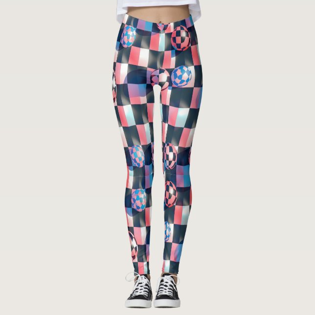 Leggings Grille de tableau de bord 3D avec Motif de sphères (Devant)