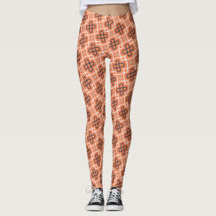 Leggings Grille géométrique diagonale avec orange et bleu