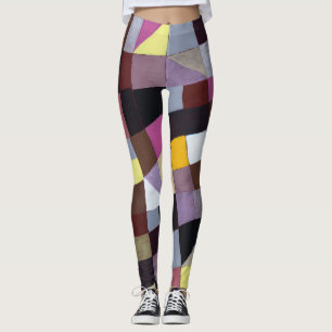 Leggings Grille Irrégulière : Peinture Abstraite Violet-Jau