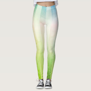 Leggings Grilles longues verticales vert et bleu