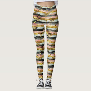 Leggings Grilles roses et noires ondulées avec Parties scin