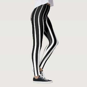 Leggings Grilles verticales irrégulières en noir et blanc