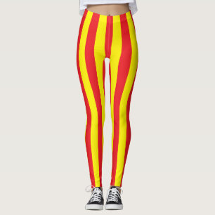 Leggings Grilles verticales jaunes et rouges