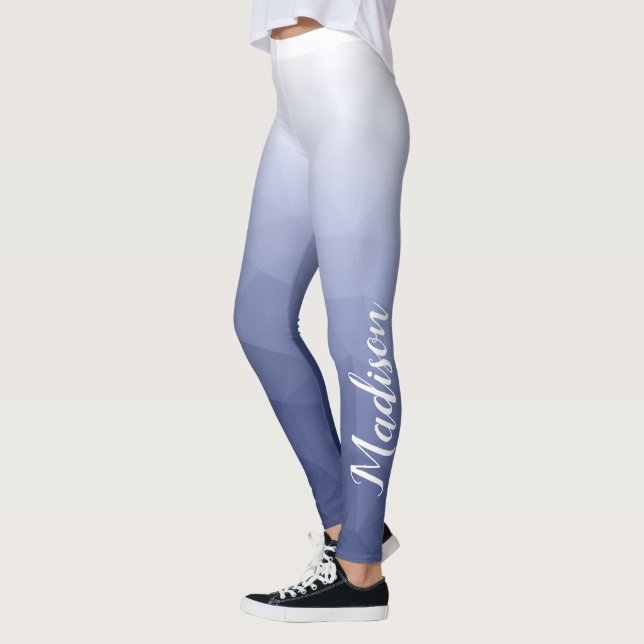 Leggings Gris bleu blanc Gradient Geometry Mesh Nom personn (Gauche)
