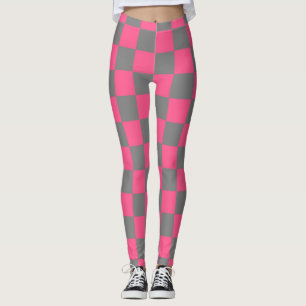 Leggings Gris Checkered de roses indien et de charbon de