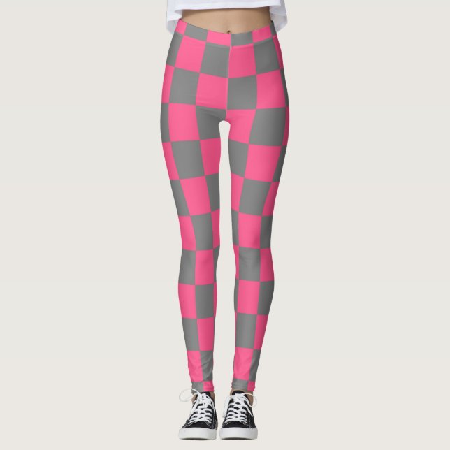 Leggings Gris Checkered de roses indien et de charbon de (Devant)
