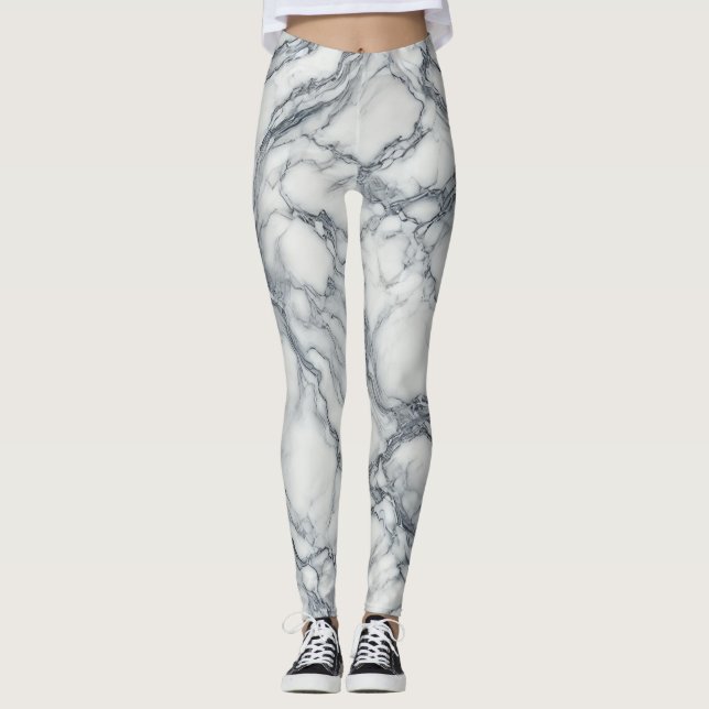 Leggings Gris chic et aspect marbre blanc pour un style gla (Devant)