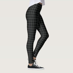 Leggings Gris de charbon de bois foncé noir Pied De Poule