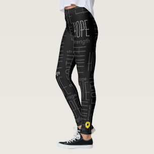 Leggings Gris de force de courage de BelieveBig sur le noir
