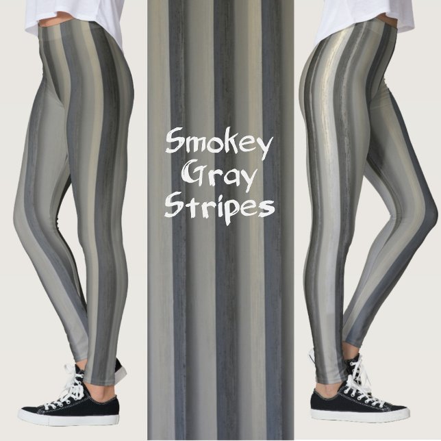 Leggings Gris et noir rayé monochrome fumé (Créateur téléchargé)
