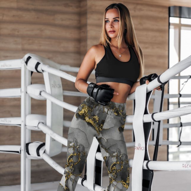Leggings Gris Gold Abstrait | Légendes (Créateur téléchargé)