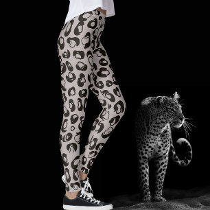 Leggings Gris Leopard Safari Imprimer