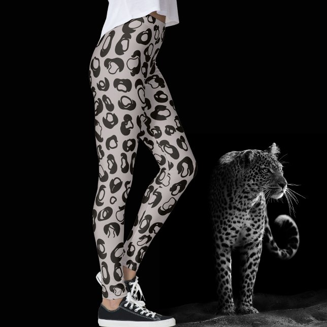 Leggings Gris Leopard Safari Imprimer (Créateur téléchargé)