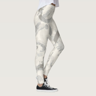 Leggings Gris neutre et abstrait blanc