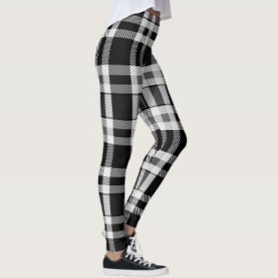 Leggings Gris Noir Blanc Flanné Plaid Tartan Design
