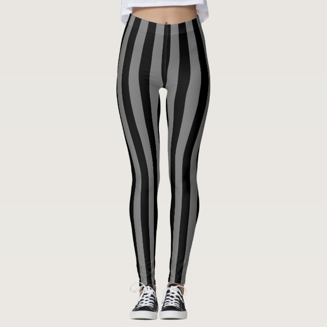 Leggings Gris noir large bande verticale (Devant)