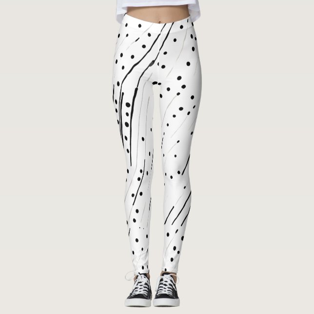 Leggings Gris ou pois noir, blanc, gris motif (Devant)