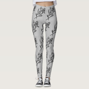 Leggings gris rose et marguerite