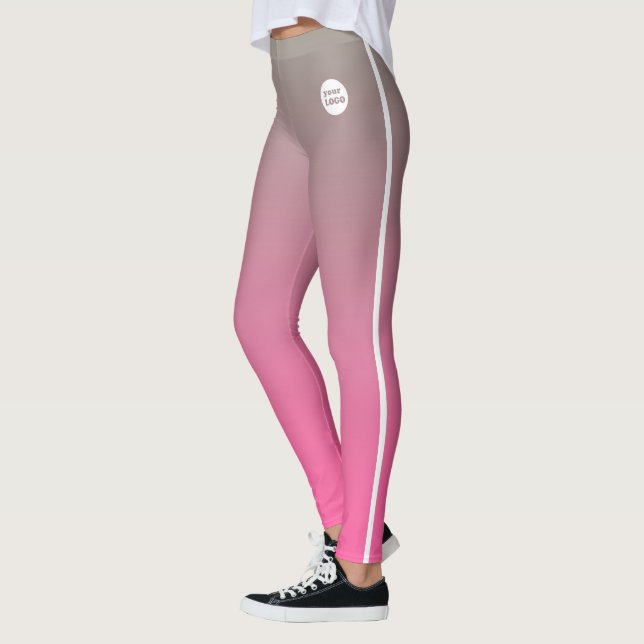 Leggings Gris rose Ombre Gradient Custom Business Logo (Gauche)