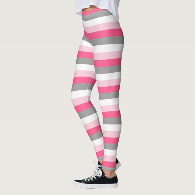 Leggings Gris rose, rose chaud, blanc et fusain  (Gauche)