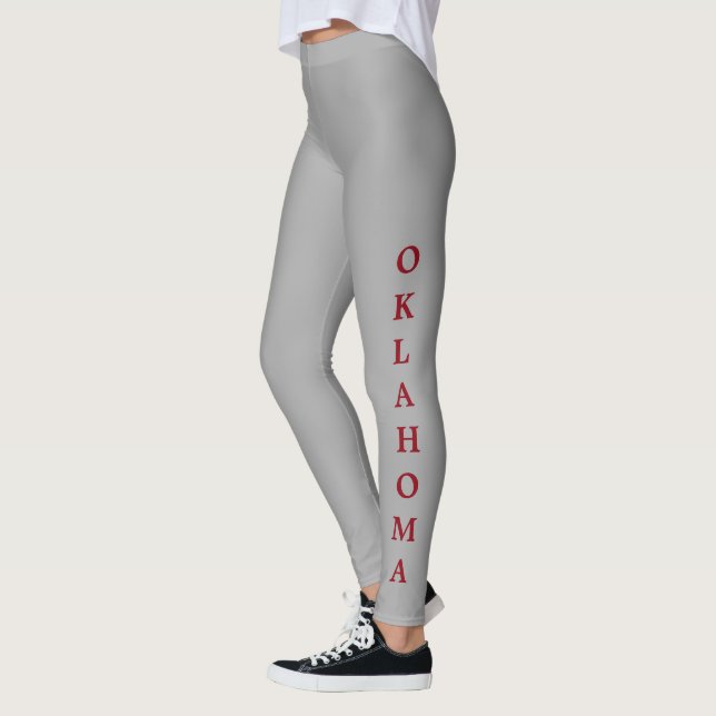 Leggings Gris rouge de lettrage de l'Oklahoma (Gauche)