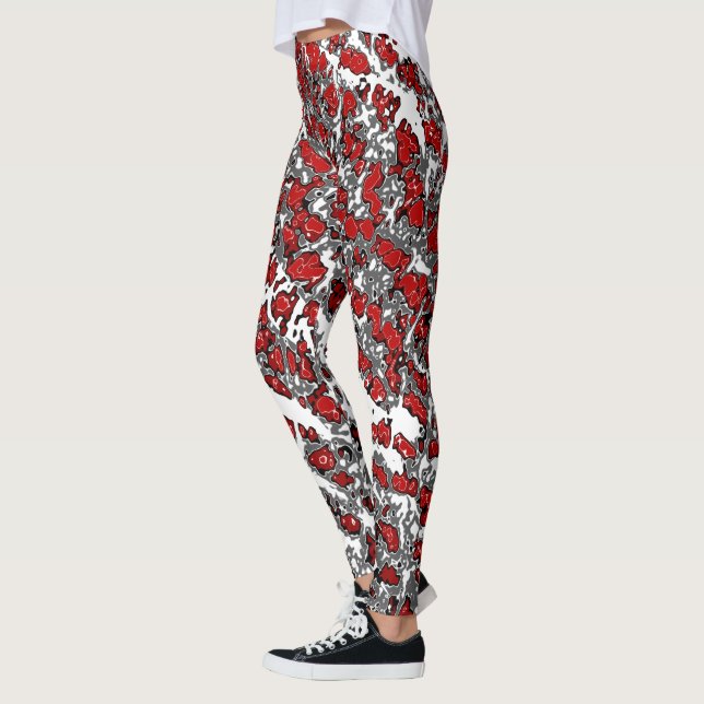 Leggings Gris rouge et blanc Abstraits (Gauche)